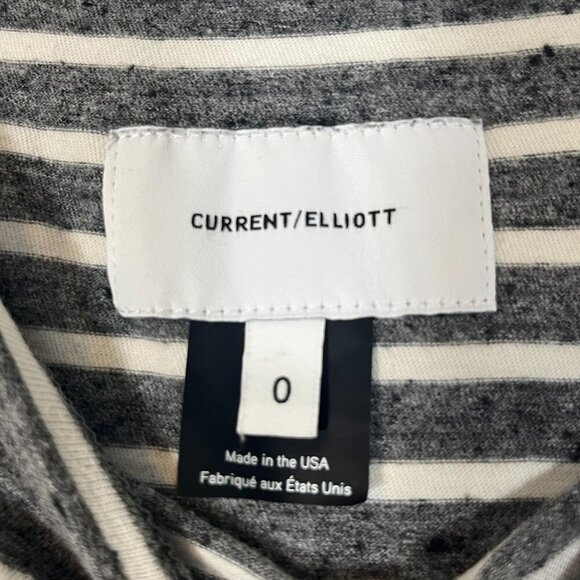 Current Elliot The‎ Slice Stripe Tee Heather Slice Stripe Gray Long Sleeve 0 / S - Picture 4 of 6